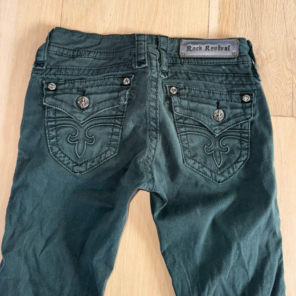 Rock Revival Jen Skinny Jeans Dark Green Size 27 - Picture 6 of 6